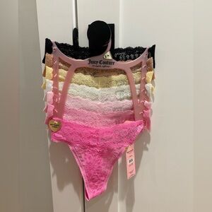 New Juicy Couture Lace Thong Bundle of 7- Pink & Multicolor